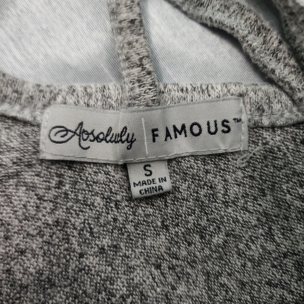 Absolutely Famous Gray Criss Cross Back Long Sleeve Tie Hem Top Women’s Size S - Picture 6 of 7